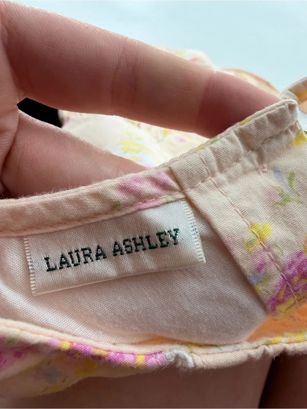 Vintage Laura Ashley Girls Floral Dress Orange Pink Flowers Scallop Hem 3T Laura